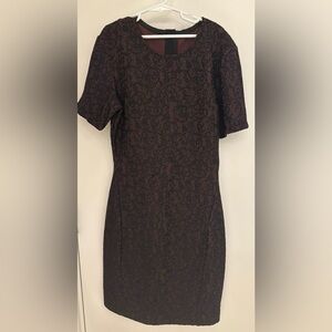 Wilfred Aritzia Black and Burgundy Patterned Dress